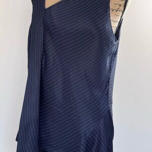 Banana Republic Navy pinstripe off center V neck top Medium